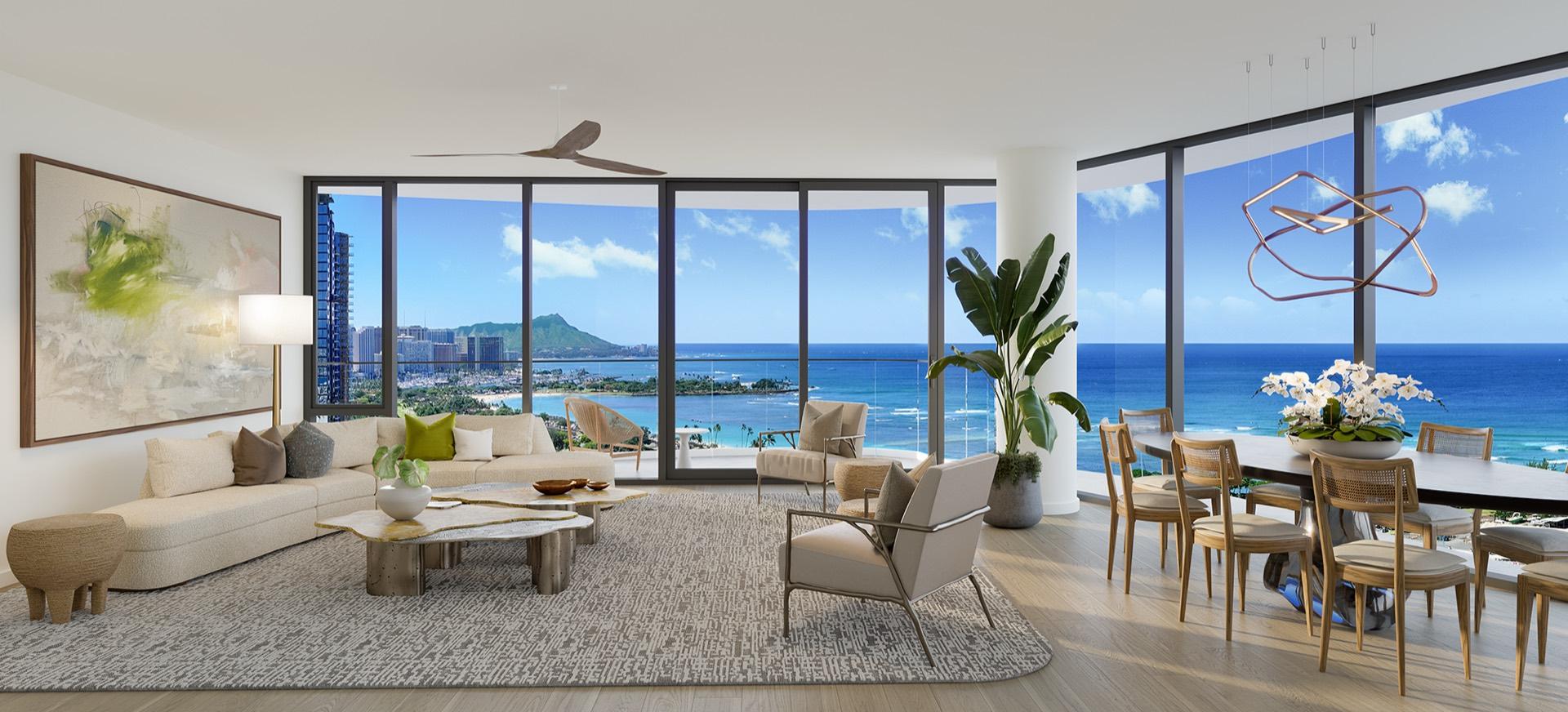 Residence 00 living and dining interior (rendering)